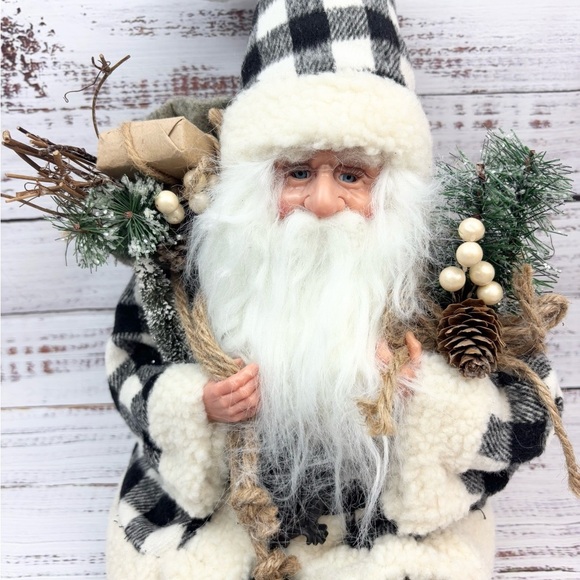 Santa Clause Holiday Christmas Decor Checkered Santa Black and White Decoration - Picture 3 of 9
